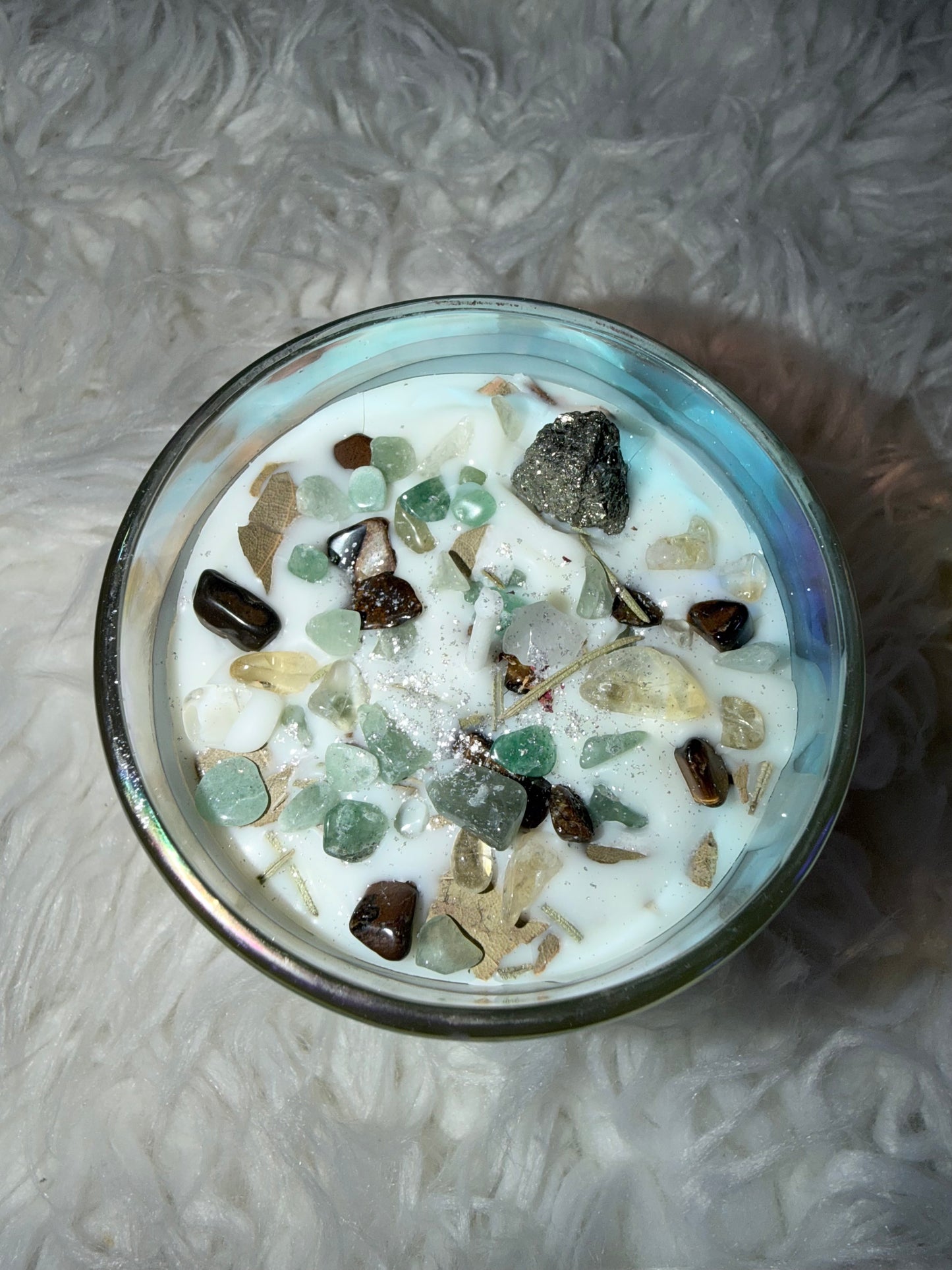 "Quick Luck" Crystal and Herb Candle