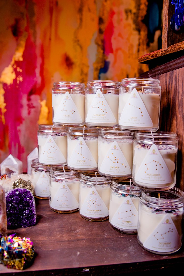 Astrology Crystal Candle