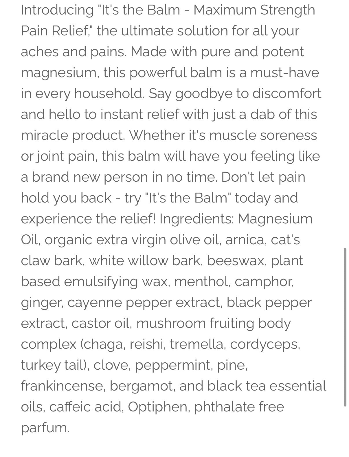 It’s The Balm: Maximum Strength Pain Relief 4oz